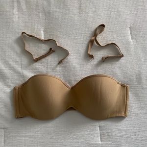 Maidenform Strapless Bra 36C Tan w/ Straps